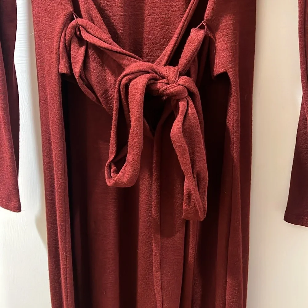 Tall M Oxblood Banana Republic Midi Wrap Knit Dress - Picture 4 of 6